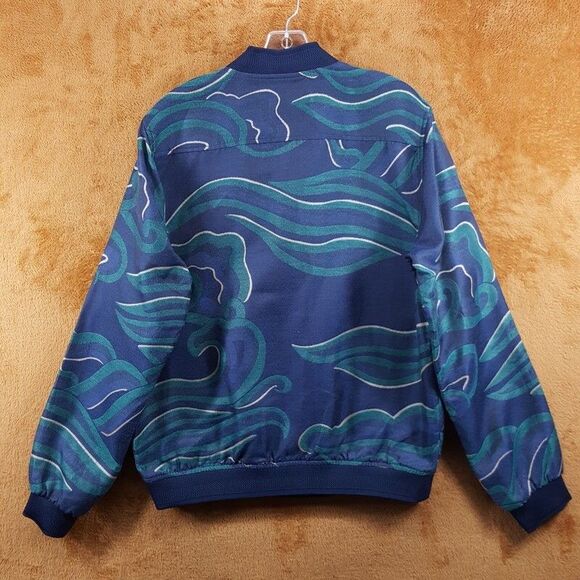 SCOTCH & SODA Bomber Jacket Mens Medium Blue Green Lightweight Jacquard $268 - Picture 5 of 10